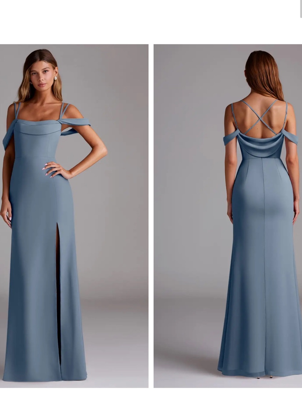 Azazie Callan Mermaid Pleated Chiffon Convertible Maxi Dress in Twilight A4 NWT